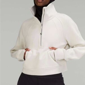 Lululemon Scuba Oversized Funnel-Neck Half-Zip sweatshirt off white Bone size 4